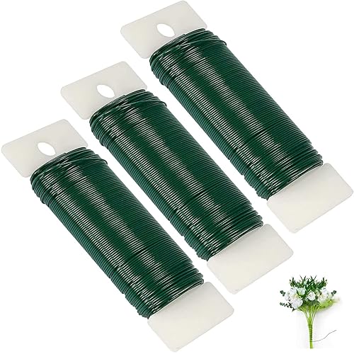 Alambre floral verde, paquete de 3, 118 yardas, alambre flexible de paleta de calibre 22 para manualidades, coronas de Navidad, árbol, guirnalda y