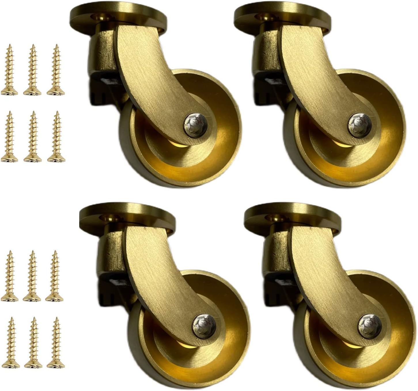 Brass Swivel Caster Wheels, Antique Vintage Gold Furniture Casters, Threaded Plate Casters, 360  Rotation, 150kg Load, Furniture Replacement, Sofa, Chair, Cabinet, 4 Pieza 25mm/1in