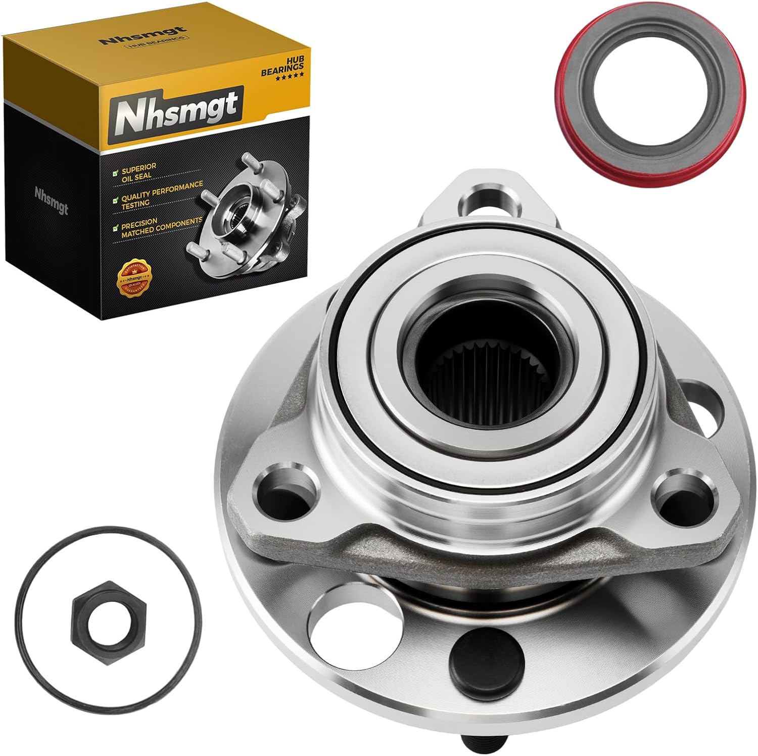 513017K Front Wheel Bearing Hub Assembly Fit for Chevy Cavalier 1984-2005, for Pontiac Sunfire 1995-2005, Grand Am 1985-1998, for Chevy Corsica 1987-1996 Wheel Hub Bearings, Non-ABS, 5 Lugs