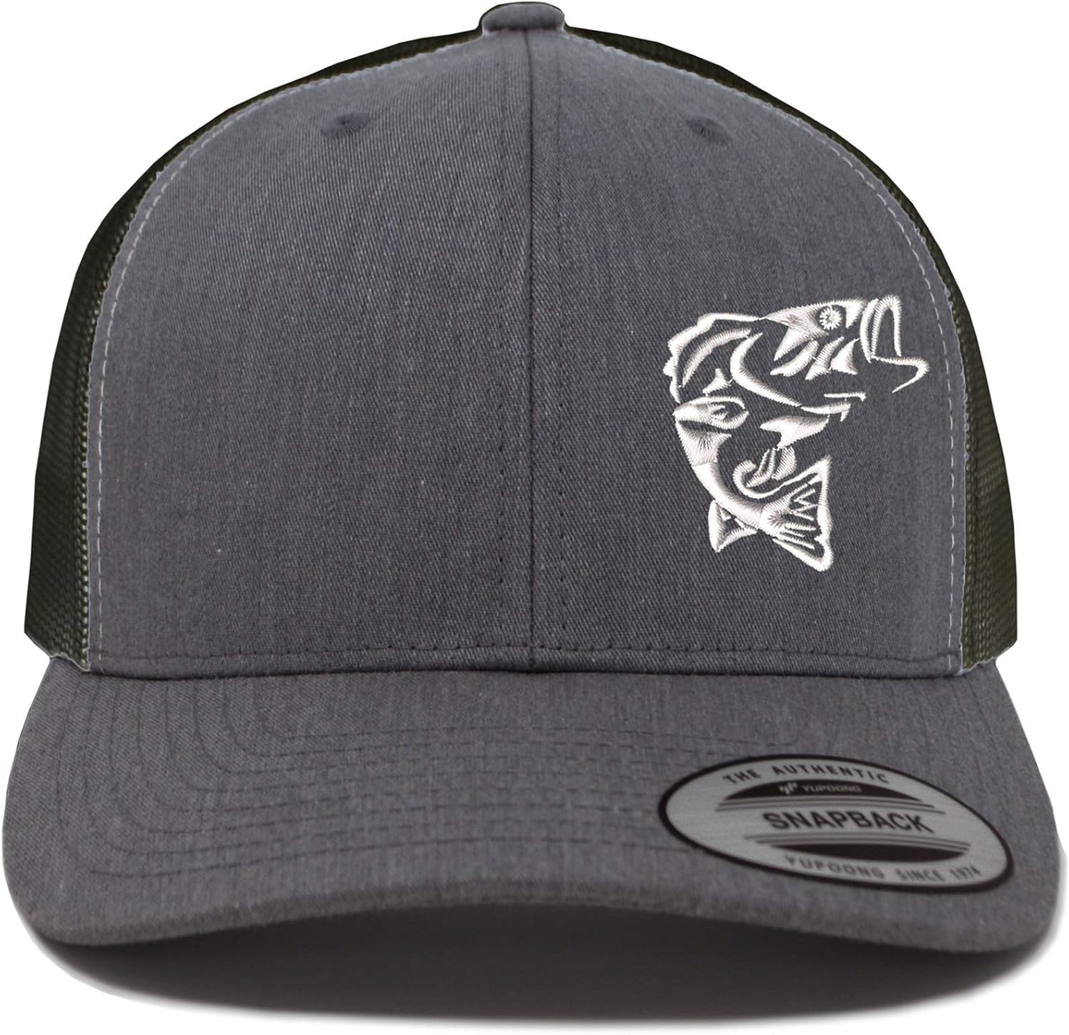 Jumping Bass Trucker Hat – Embroidered Fishing Snapback Cap for Men & Women, Breathable Mesh Outdoor Hat