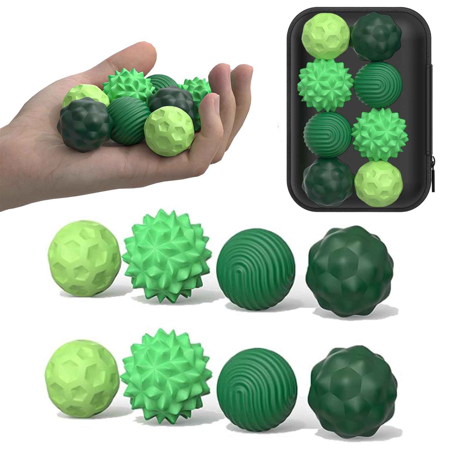 Magnetic Fidget Toy, 8pcs Sensory Attraction Stress Balls with Silicone Shell, for Adults to Calm Restless Hands Anxious Mind, Fidget Magnet Balls Desk Toy for Office Stress (Green)