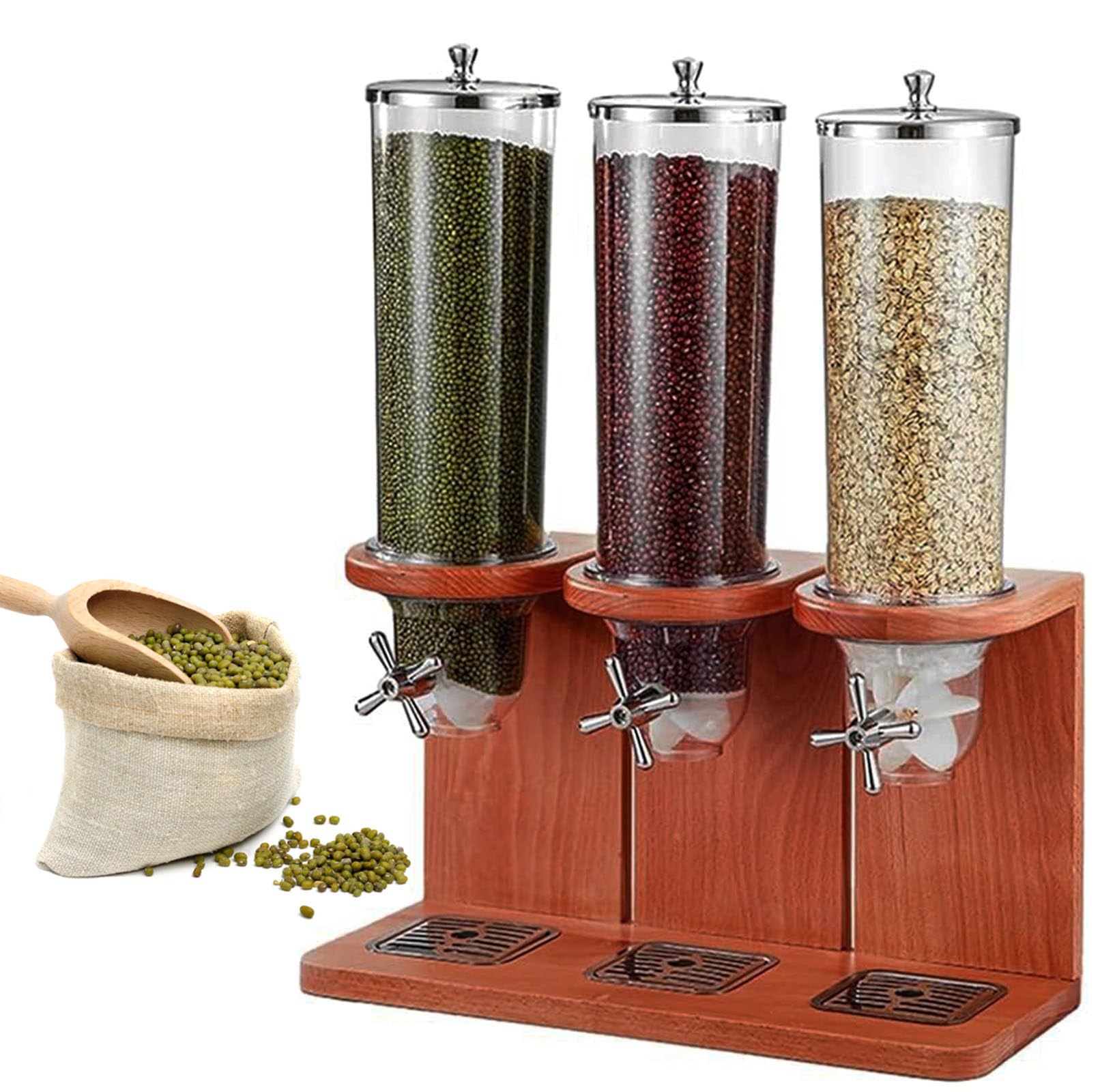 Dispenser cereali, Contenitori per Cereali da 12 Litri, Distributore di Cereali da Banco, Distributore di Cibo Secco Indispensabile, Tre Controlli, per Snack di Cereali, Noci, Caramelle, Avena,B