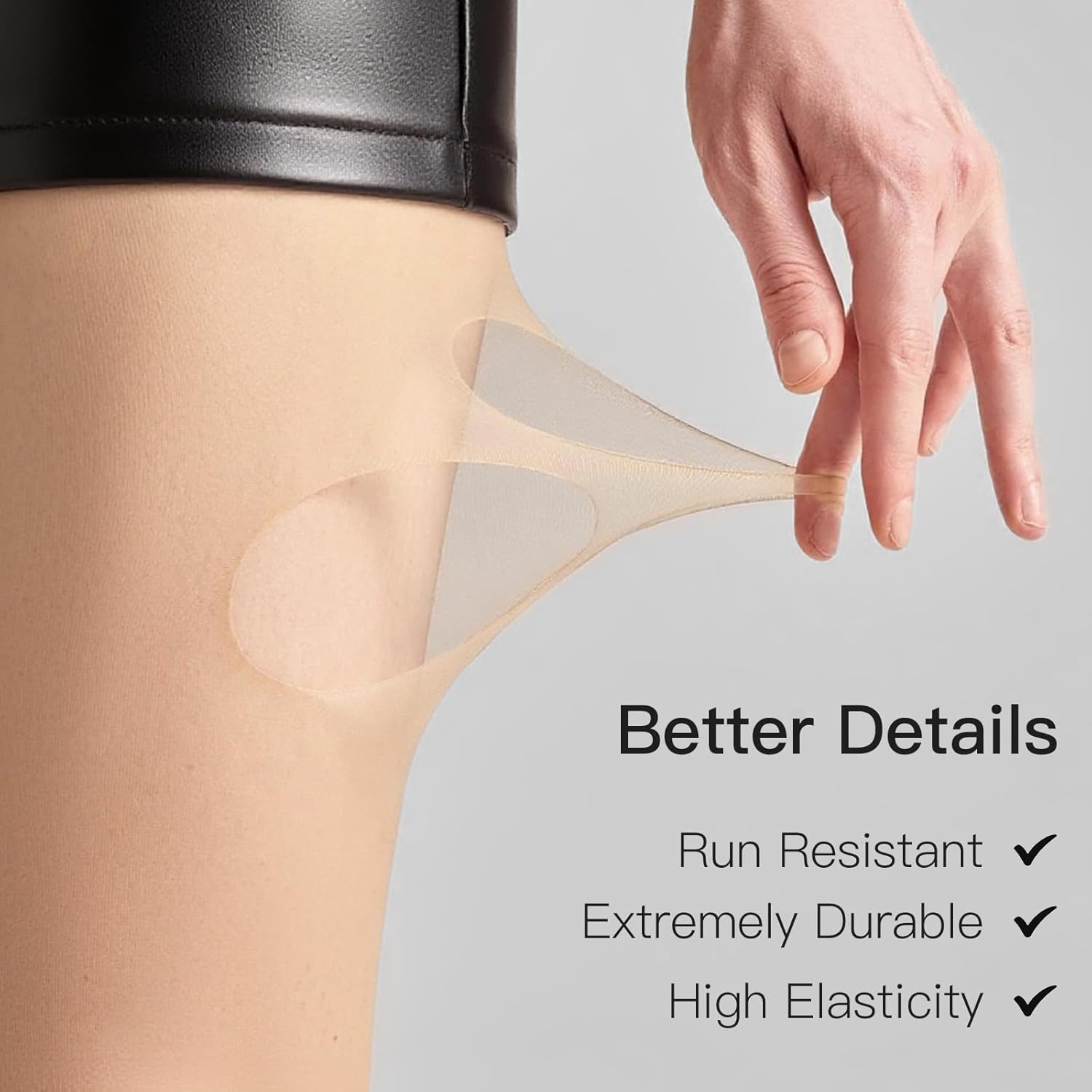 Yilanmy 2 Pairs Rip Resistant Sheer Tights T-Crotch Control Top Pantyhose for Women Reinforced Toe - Image 3