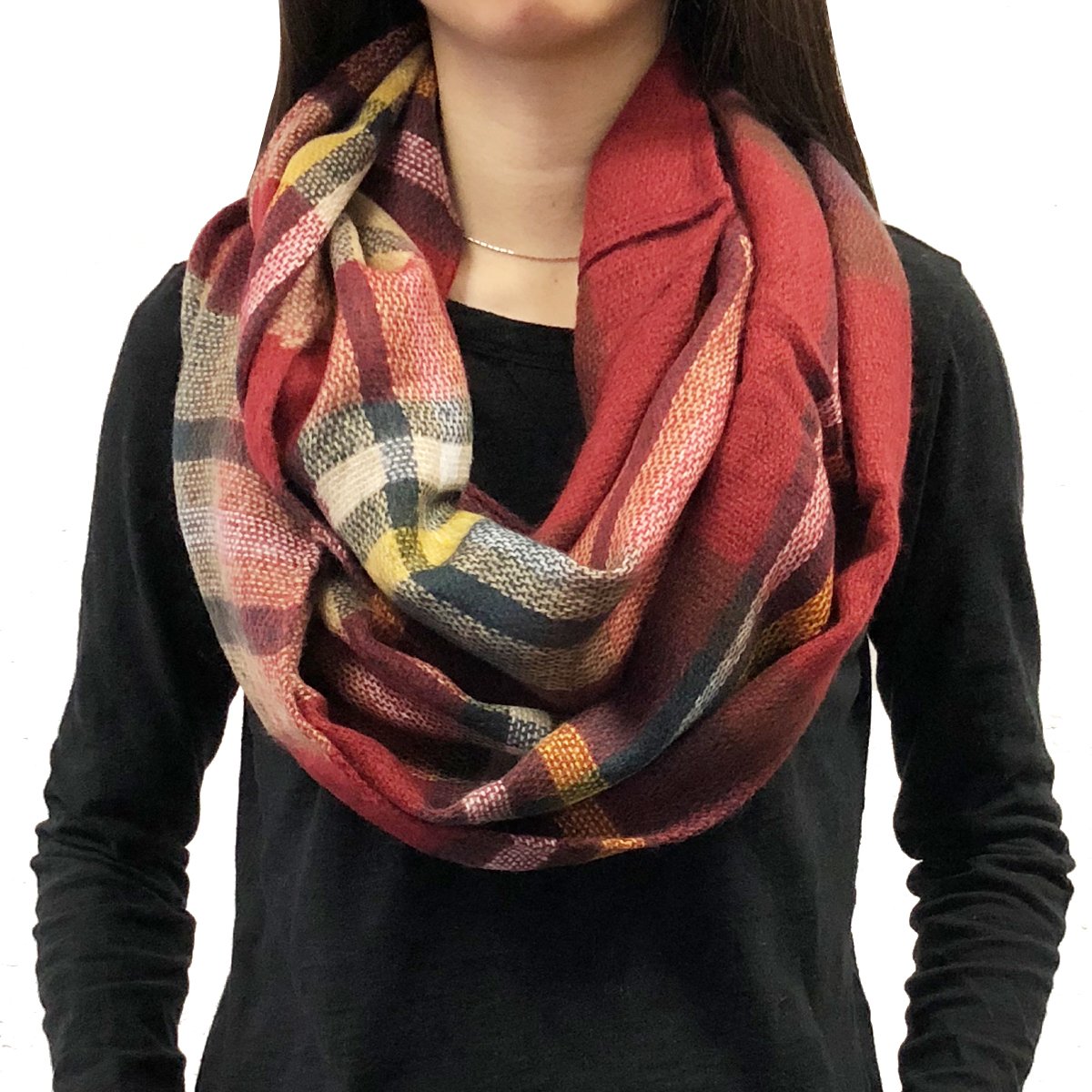 Wrapables Women's Plaid Print Infinity Scarf