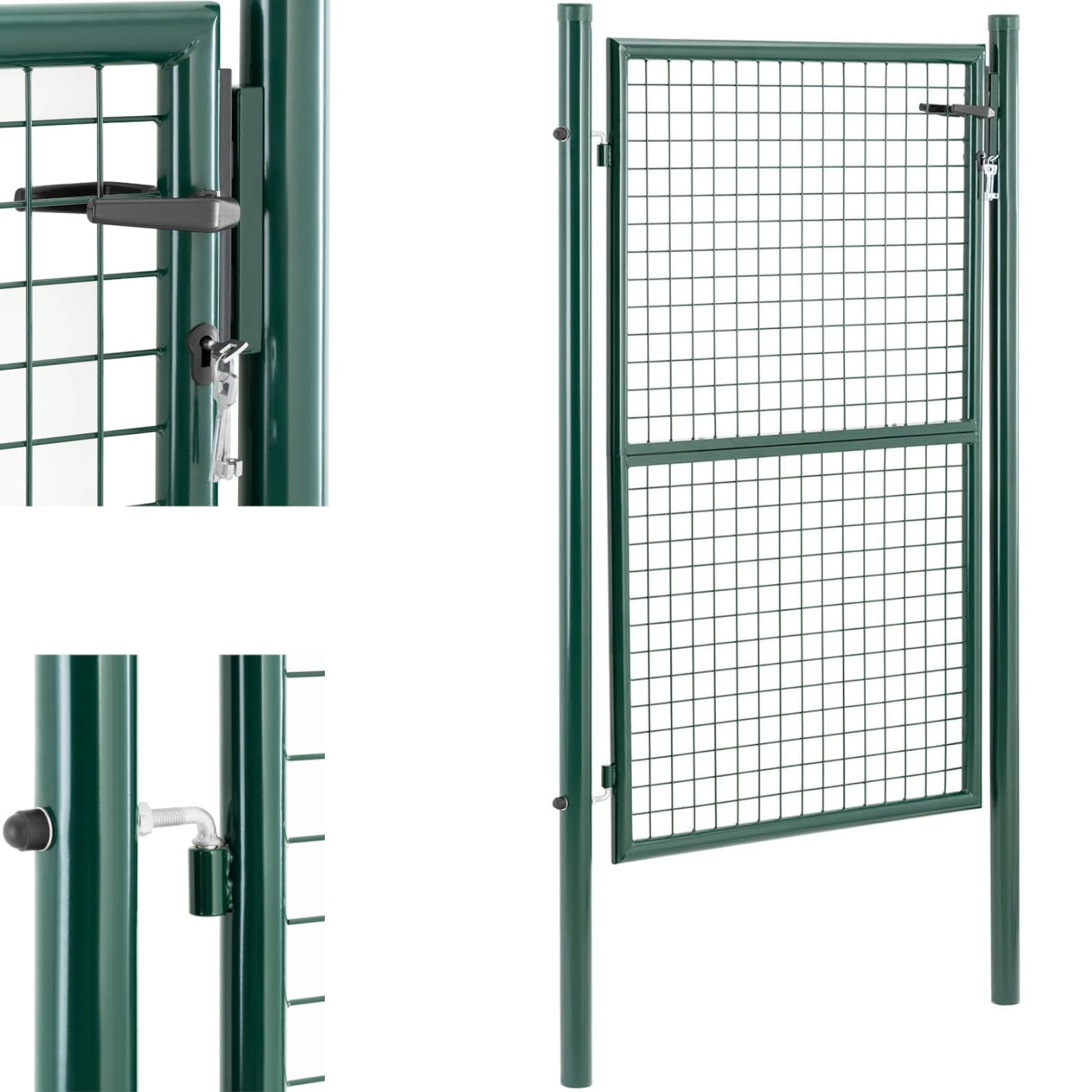 WIE-GG-150 Puerta de jardín 107,50 x 196 cm Acero (recubierto en polvo) Puerta de jardín metálica Puerta de jardín metálica Puerta de valla metálica