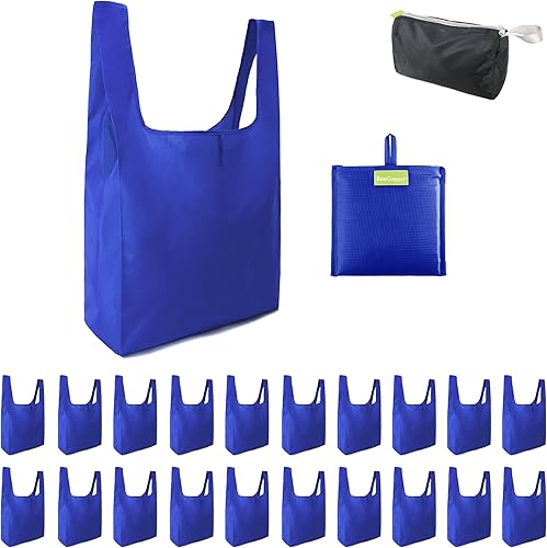 Miniatura 38 de BeeGreen Bolsas reutilizables para compras, compactas, bonitas, de color sólido, juego de 12 bolsas plegables de reciclaje con cremallera