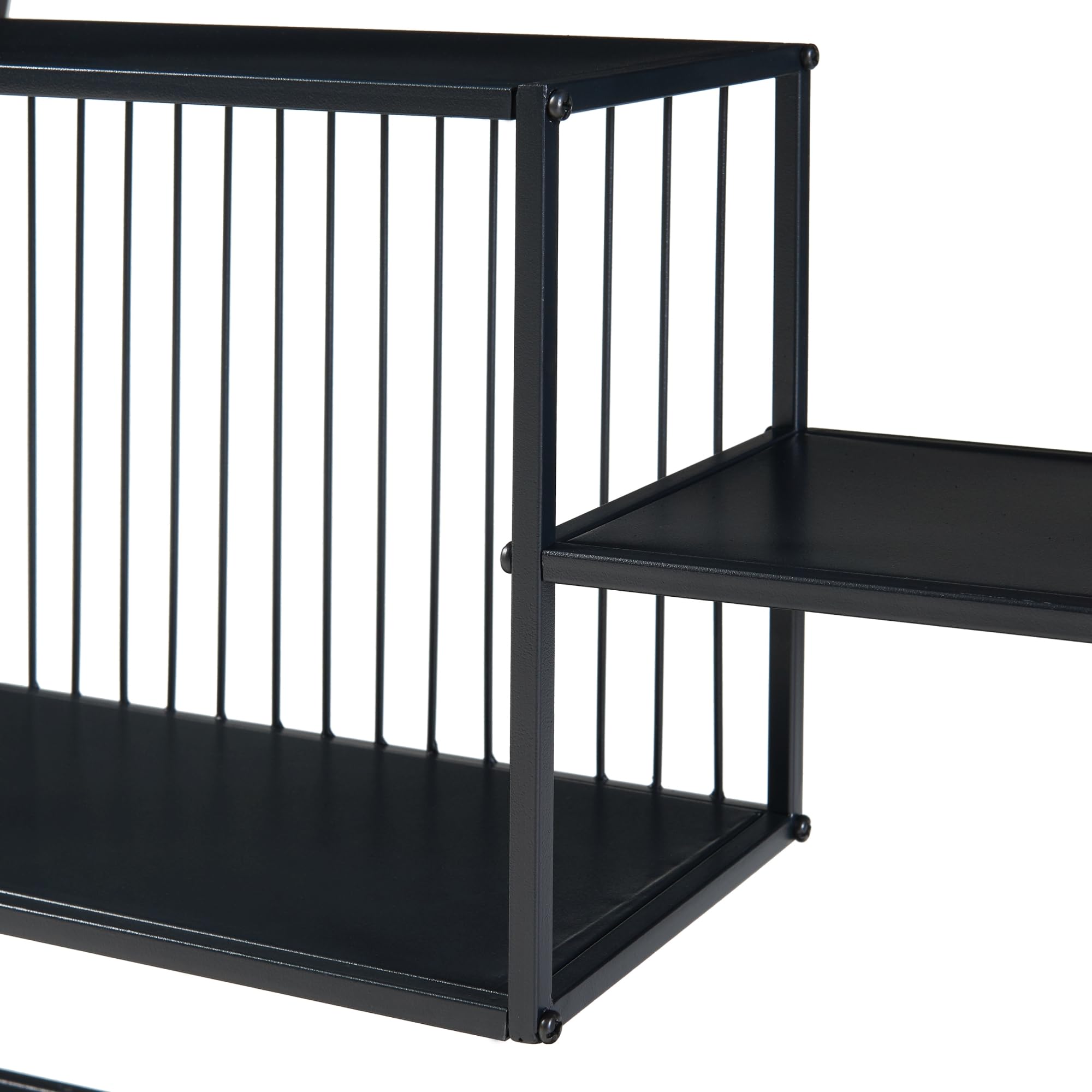 [en.casa] Tavolo a Consolle Scaffale Basso a 5 Piani di Appoggio Tavolo Stretto Multiuso da Ingresso Corridoio 65,5 x 60 x 20 cm Metallo Nero