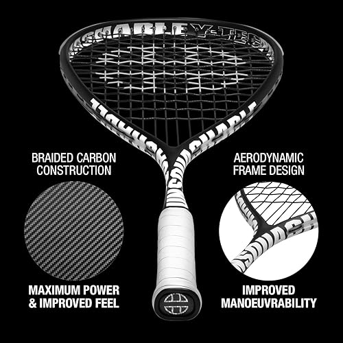 Miniatura 3 de UNSQUASHABLE Y-TEC PRO - Raqueta de squash – Raquetas de calabaza súper ligeras de 4.41 oz para jugadores profesionales para una potencia