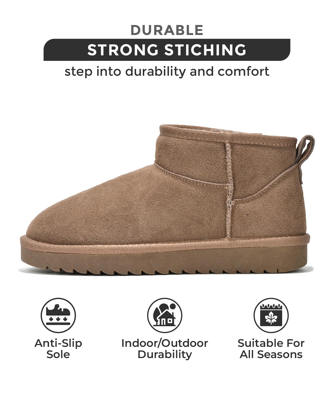 Project Cloud Genuine Suede Ankle Boots for Women - Water Resistant with Memory Foam Insole Winter Boots for Women - Trending Shoes & Comfortable Women's Ankle Boots (Hippy)