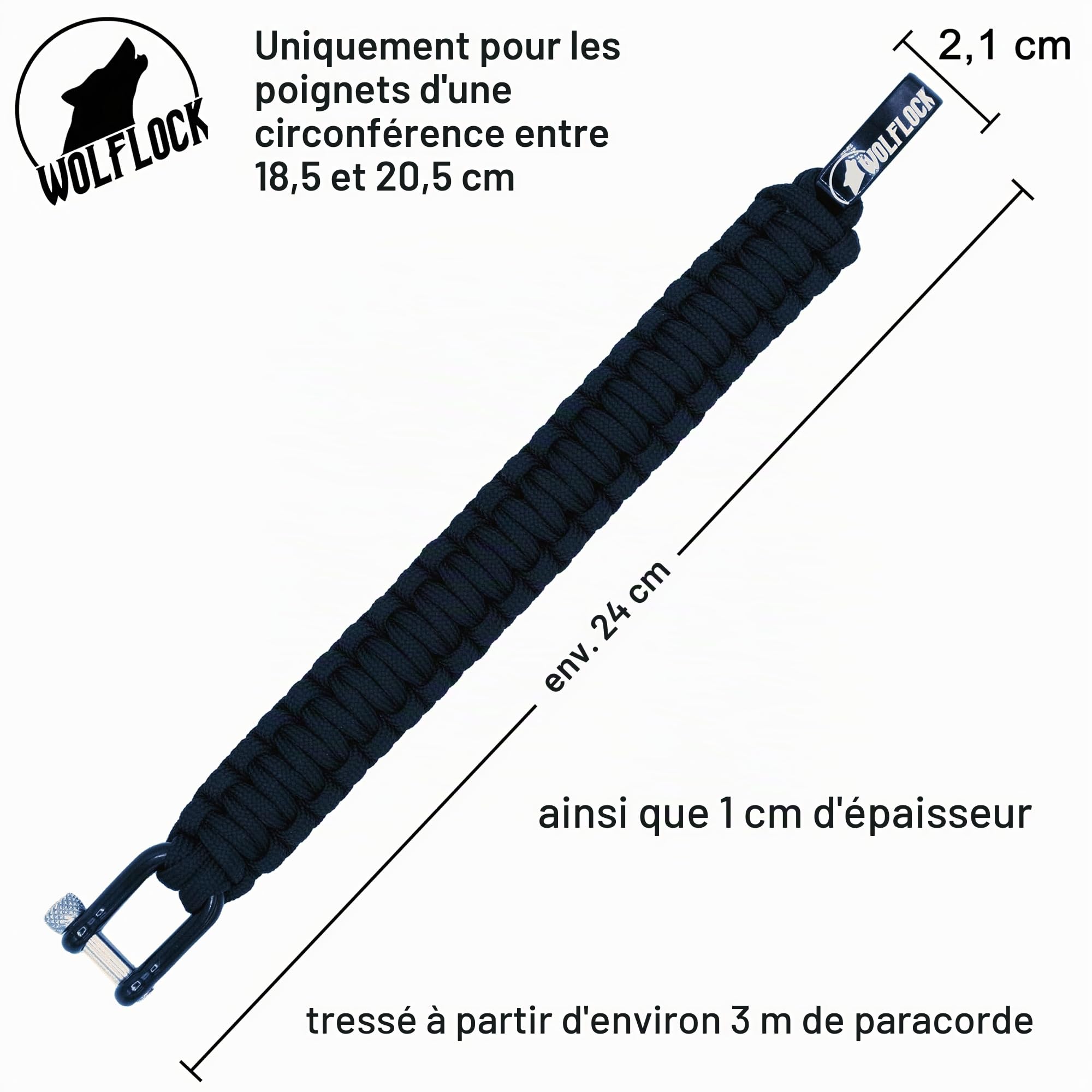 Bracelet paracorde | Bracelet de survie d'extérieur | Noir, Marron, Vert, Noir/Blanc | Fermeture rapide en acier inoxydable | Cadeau pour hommes | Survivalisst