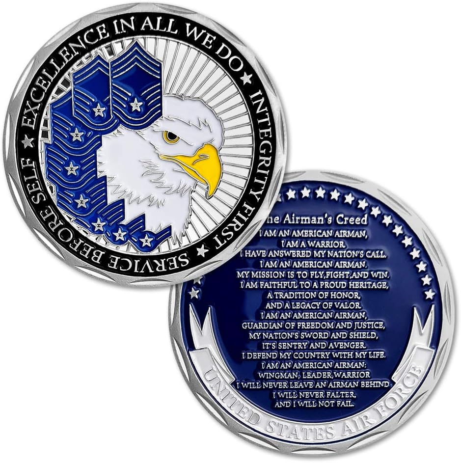 United States Air Force Challenge Coin The Airman's Creed Military Veteran Gift