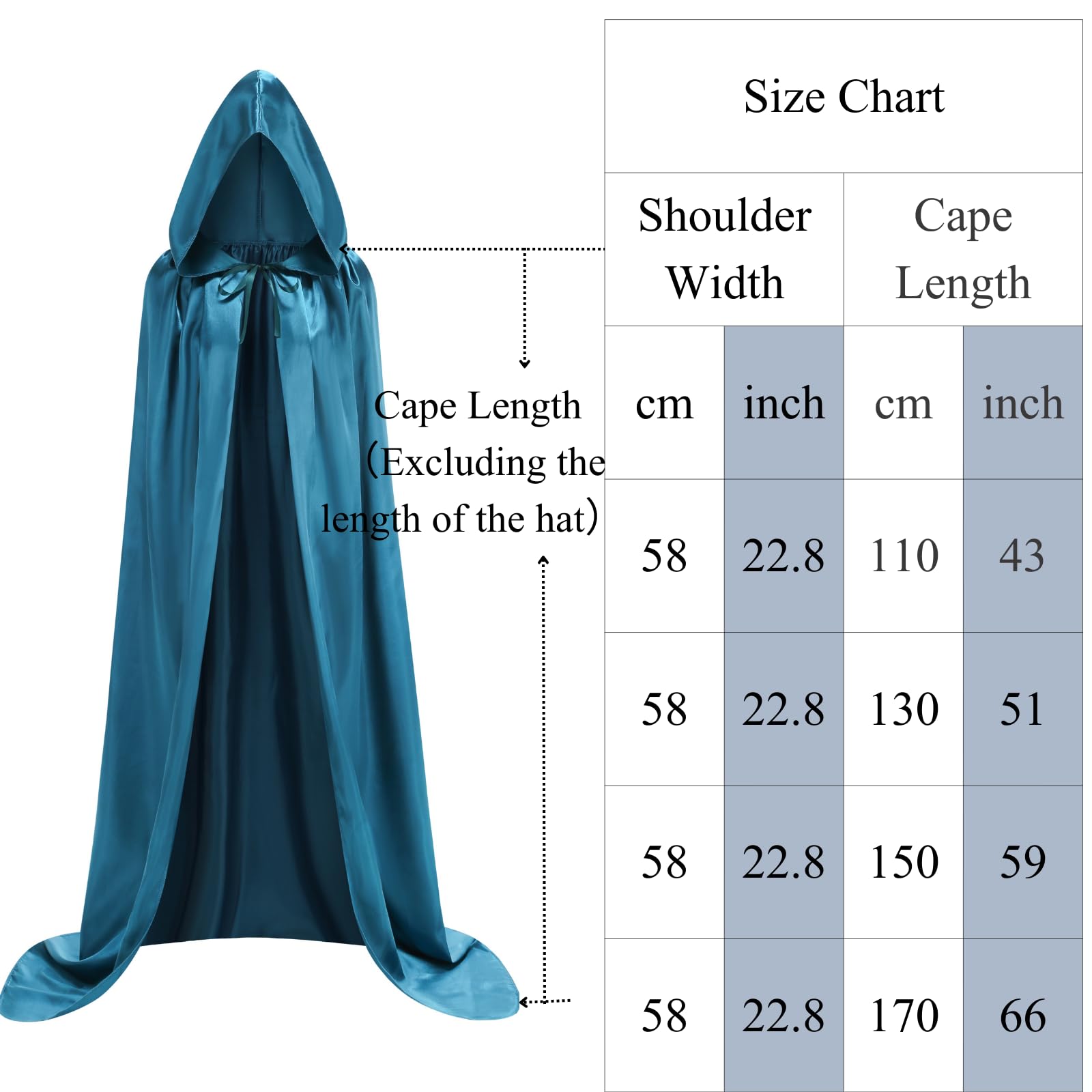 HAPNBCELE Unisex Adults Satin Cape Hooded Cloak - Image 2