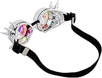 Vista 48 de Gafas de caleidoscopio retro con pinchos, gafas de cristal arcoíris steampunk estilo soldadura, gafas de cosplay punk