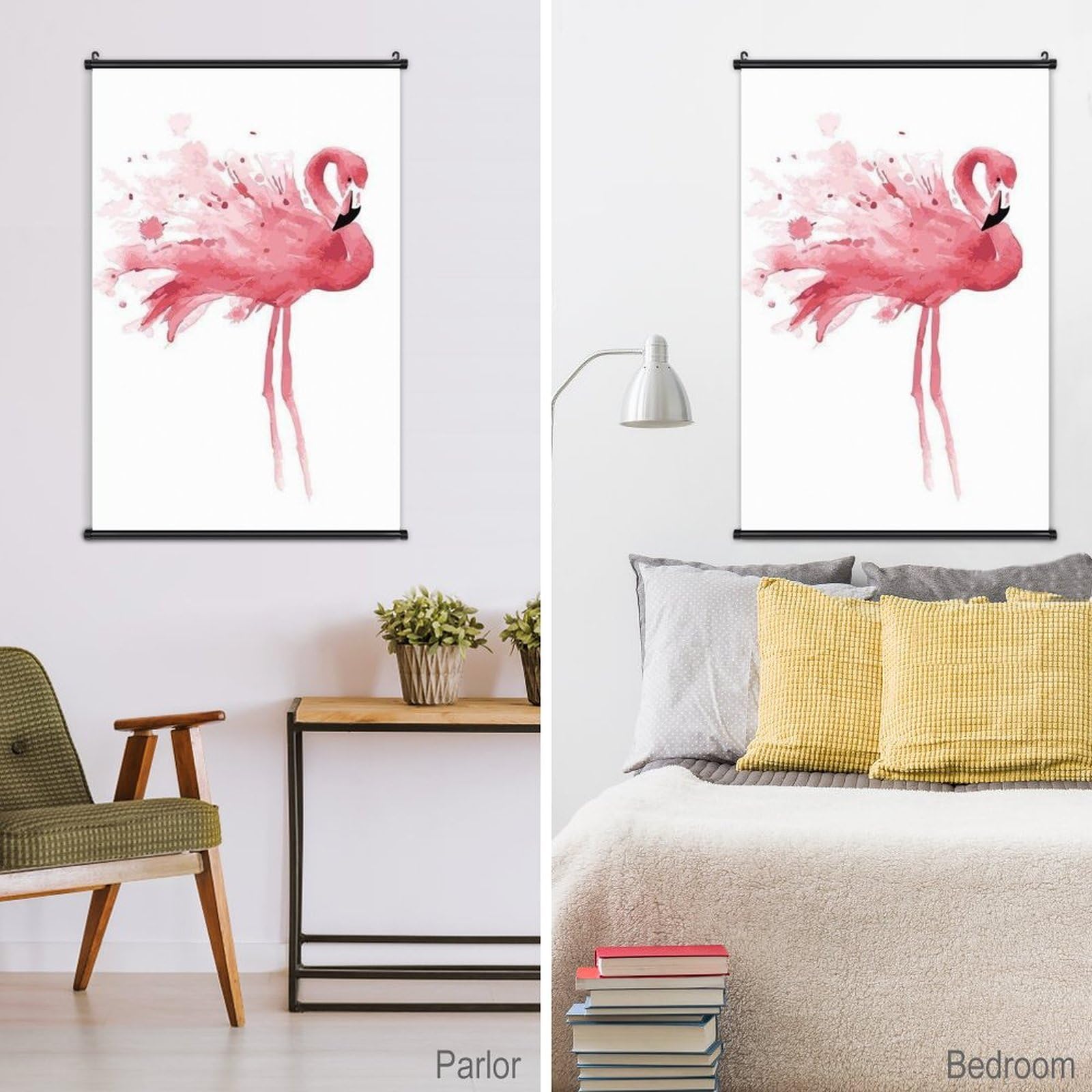 Amazon.co.jp: 水彩画のフラミンゴ ポスター 壁掛け 掛け画 動物