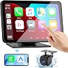 Apple Carplay Screen for Car, 7 HD Portable Car Stereo Touch Screen with Wireless Android Auto, Backup Camera, Car Audio Receivers with Voice Control, Mirror Link, Bluetooth, GPS Navigation