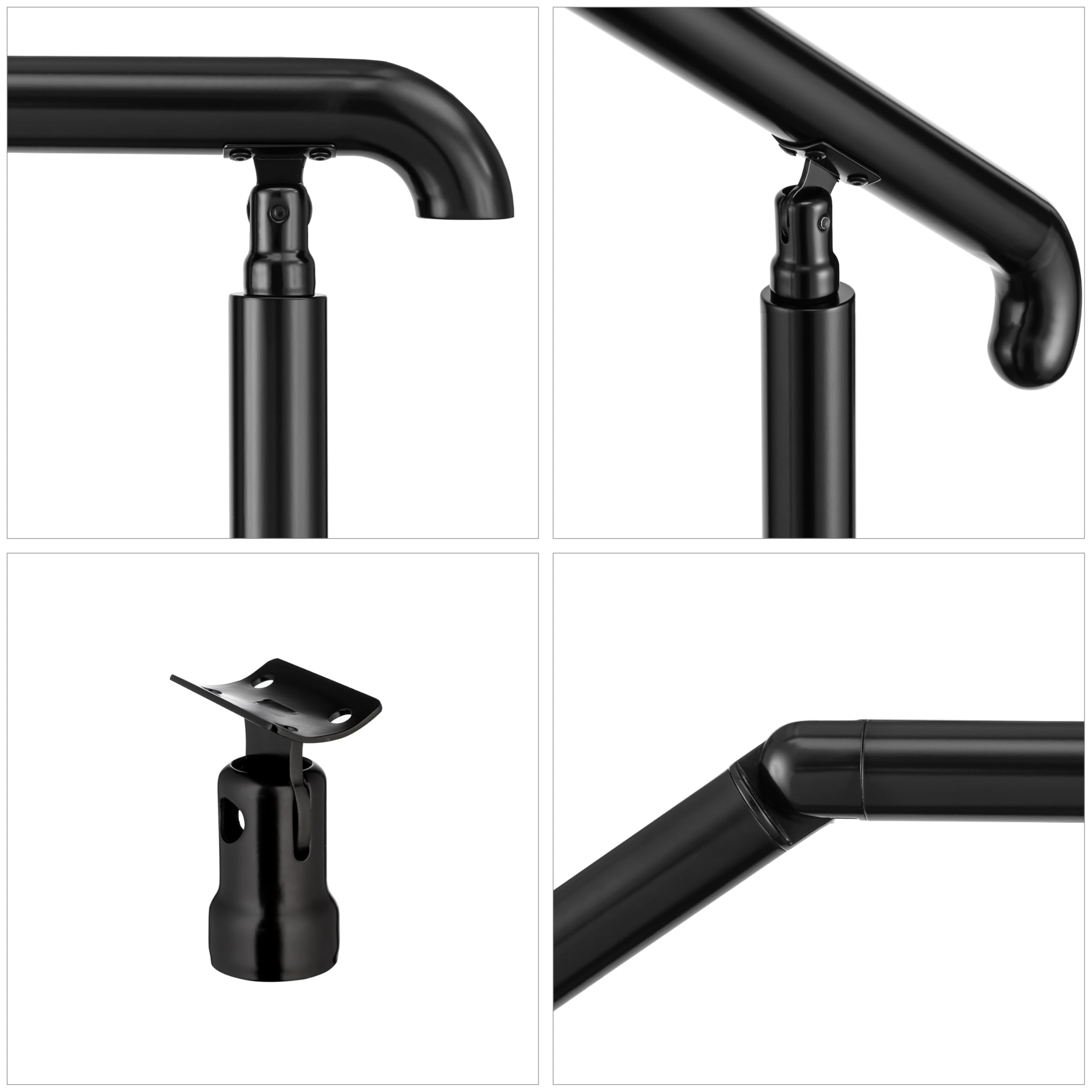 AICA Barandilla de escalera, Barandilla de entrada de acero inoxidable, ángulo de montaje ajustable, Barandilla para entradas, interior y exterior, Negro, 162x102 cm