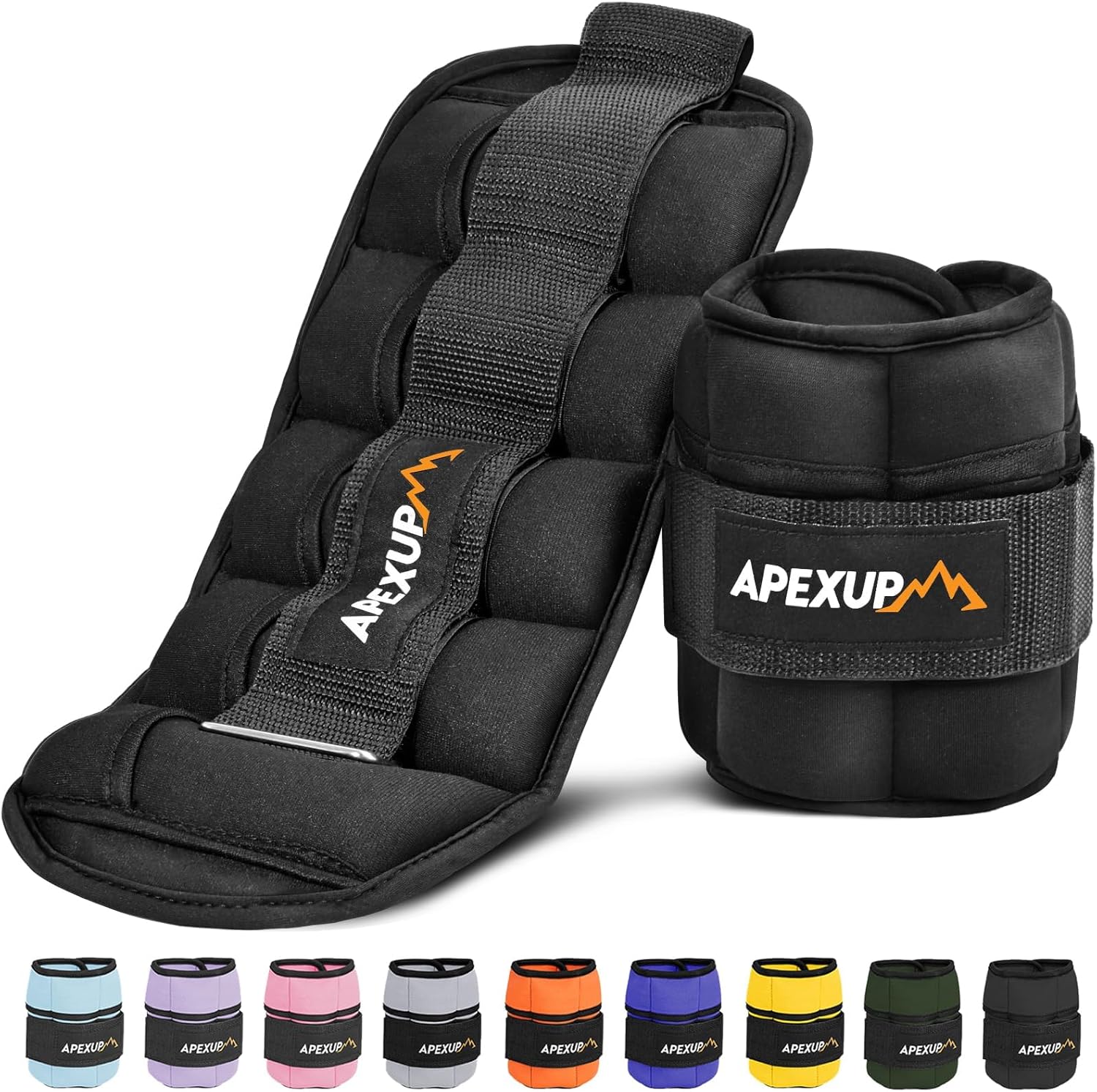 APEXUP 10lbs Adjustable Ankle Weights Pair for Women & Men - Modular Leg Straps for Yoga, Walking, Running, Gym, Therapy