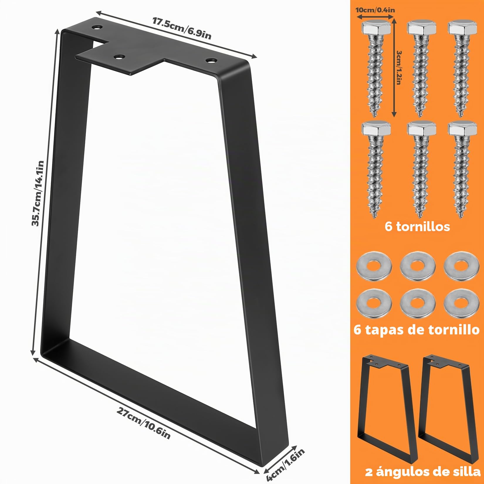2 Piezas Patas para Muebles, 35,7 cm Patas Mesa Trapezoidales, Patas Mueble, Patas Escritorio, Pies de Soporte Patas para Mesas Sofás Silla Gabinete Estantes Armario Cocina(35,7 cm)