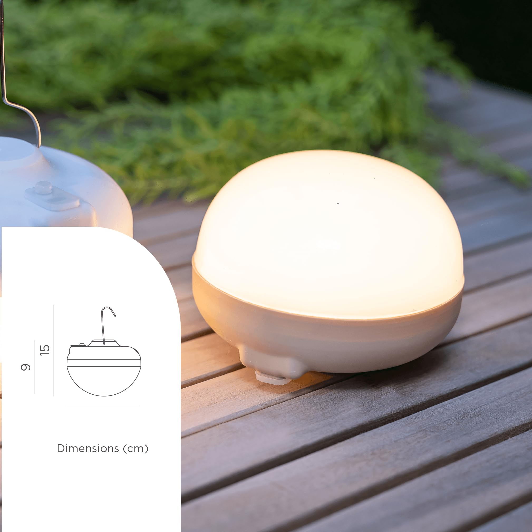 Newgarden - LED Camping- und Notfalllampe Cherry. Tragbare Lampe mit Haken und Magnet, kabellos mit wiederaufladbarem USB-Akku. 900 Lumen und bis zu 20 Stunden Nutzung. IP54 wasserdicht