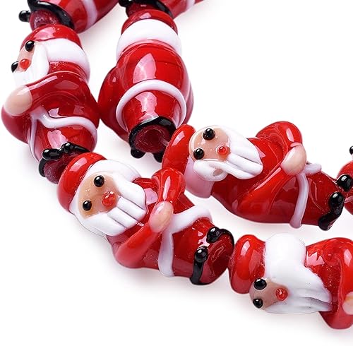 Vista 25 de 1 hebra/25 cuentas de cristal de Navidad 3D hechas a mano para Navidad, joyería temática de Navidad, collares, aretes, llaveros, fabricación y Guante