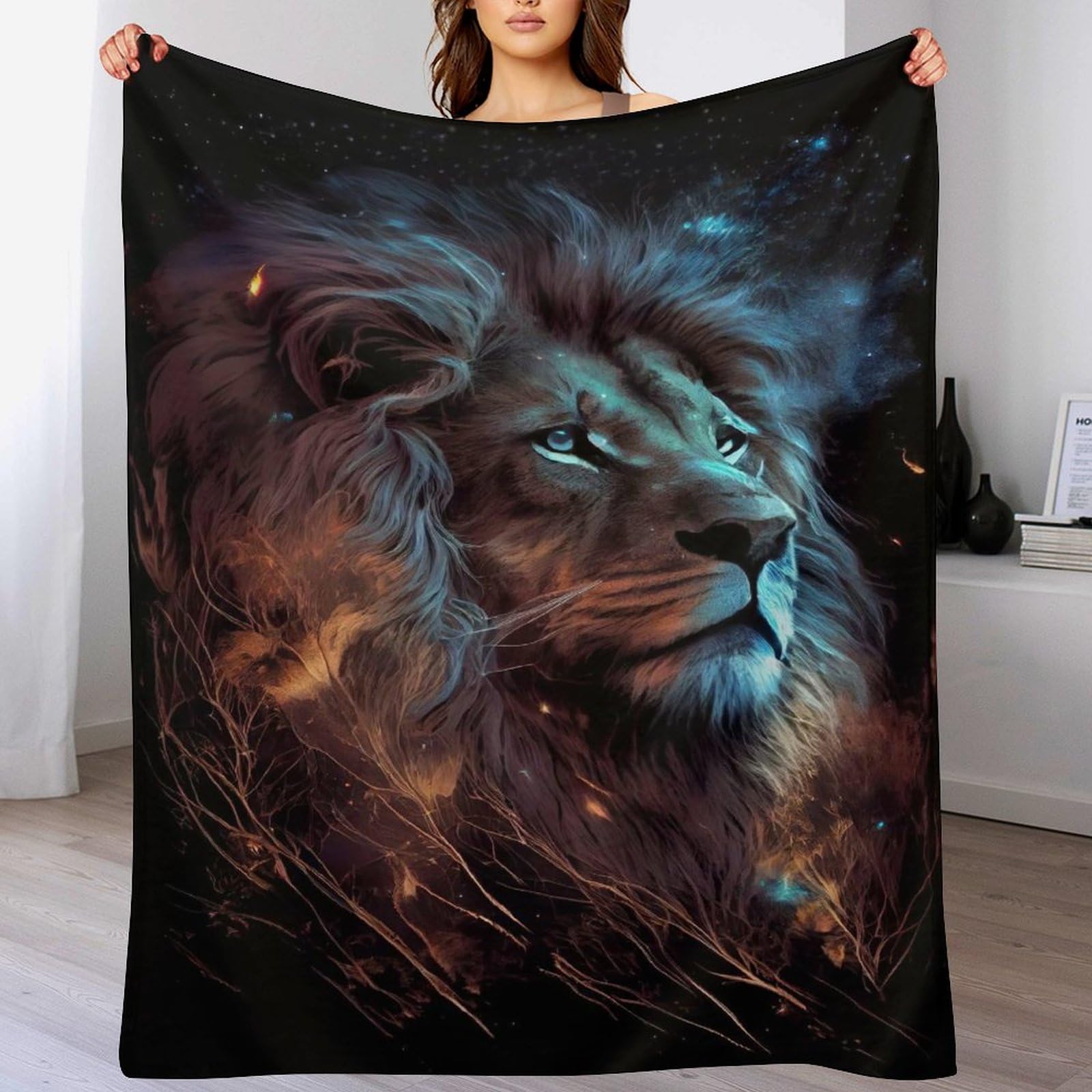 Jeté de lit pratique motif lion pour des soirées cocooning