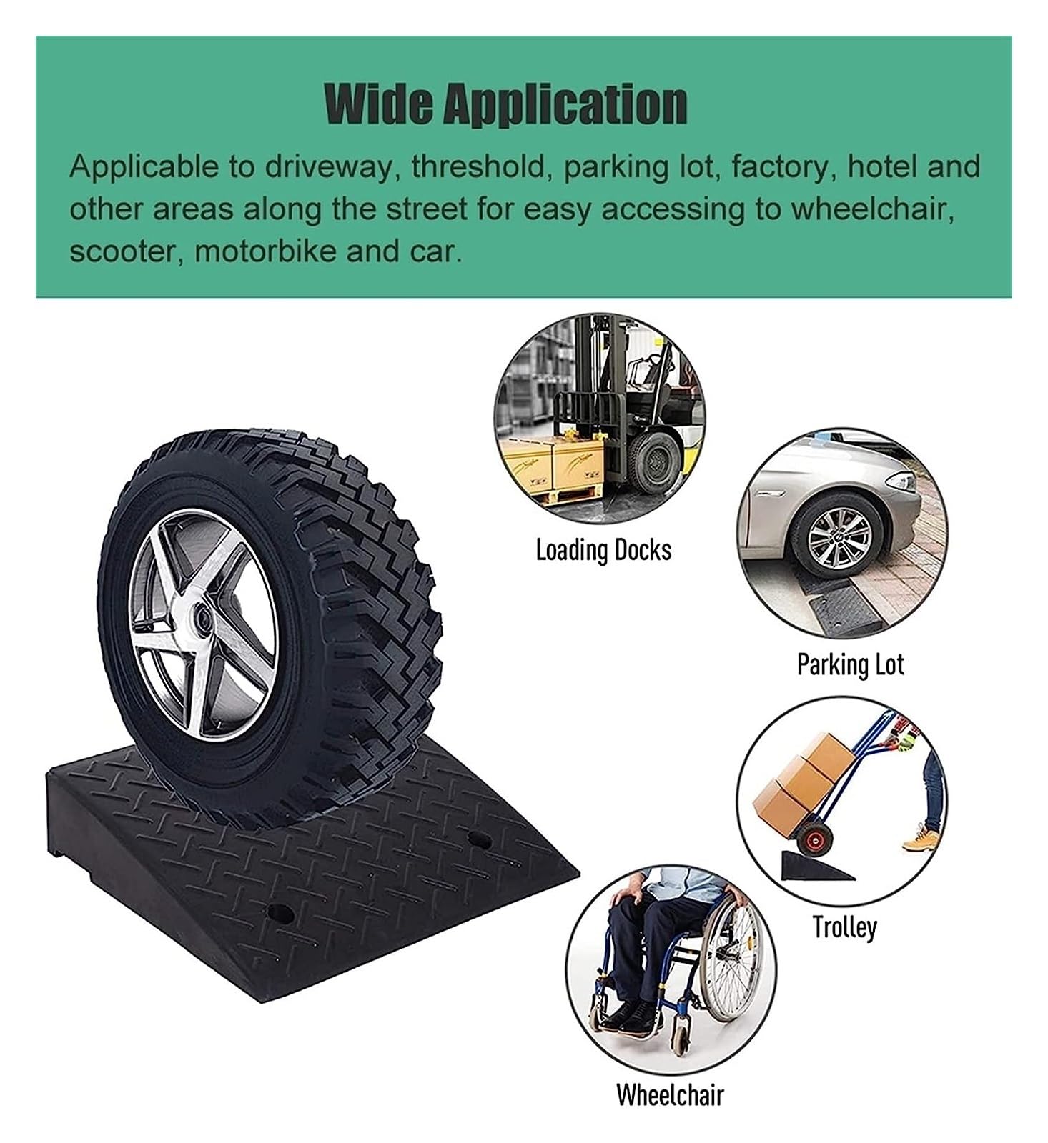 Rampas para Coches en Garaje/acera para Scooters de Movilidad, rampas de umbral de Goma Resistentes para sillas de Ruedas en Puertas, rampa de Entrada para Patio/jardín/Puerta Principal (Tam