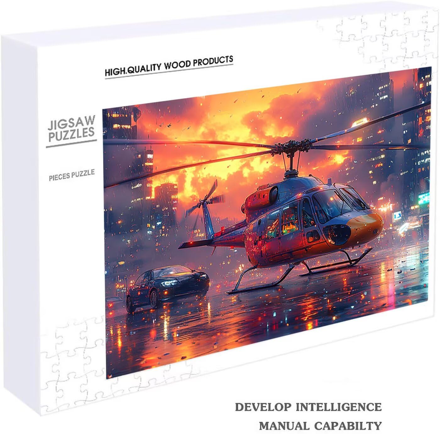 Puzzle 2000 sztuk helikoptera Puzzle 2000 sztuk drewna dla dorosłych, pięknie zapakowane w kartonowe pudełko, przenośny w siatkowej torbie na prezent dla kobiet 100 x 70 cm RXPT-8307