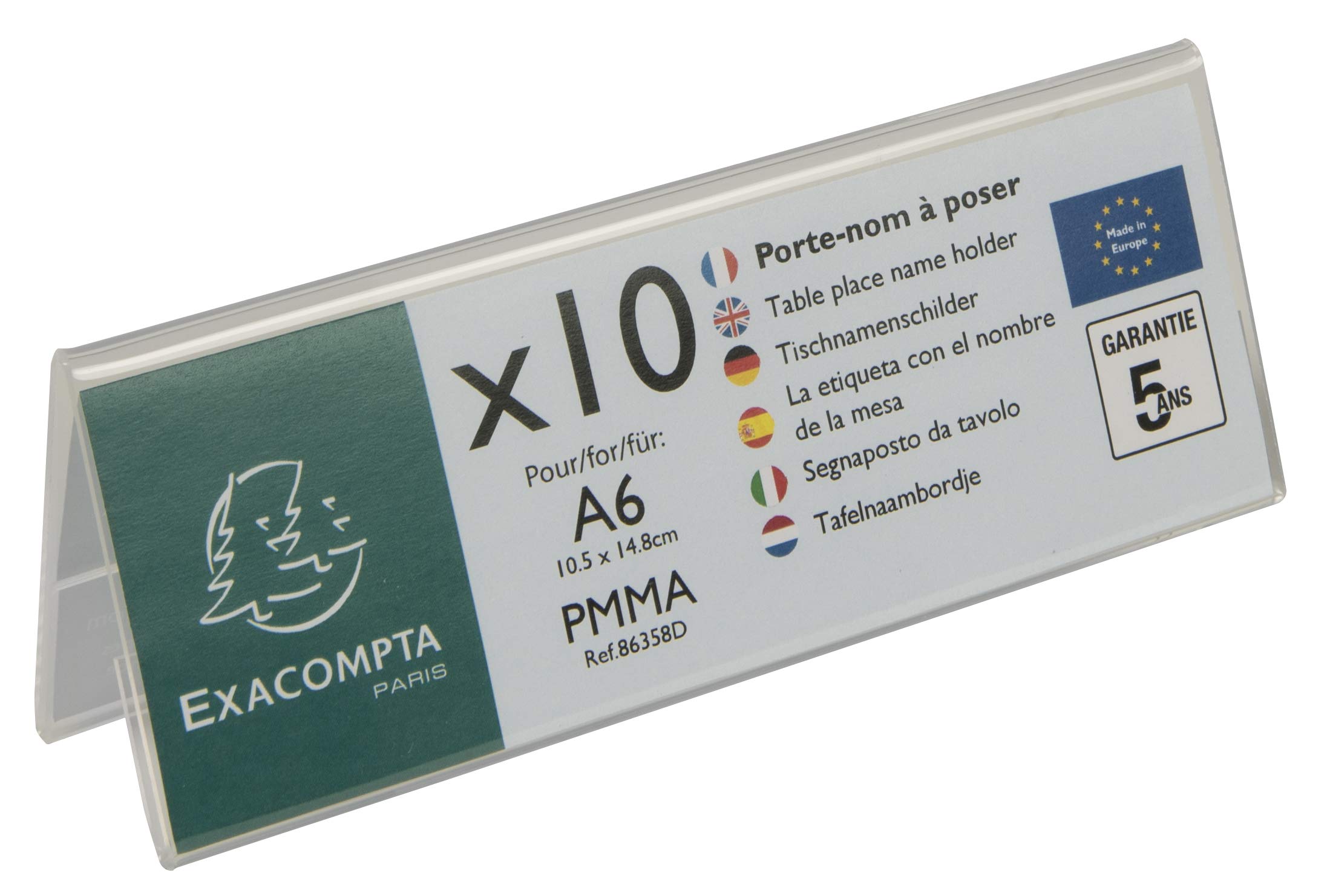 Exacompta, Ref 86358D, Name Tag Display Stand, Suitable for A6 Paper Folded Landscape, Made from PMMA (Acrylic) Material - Image 2