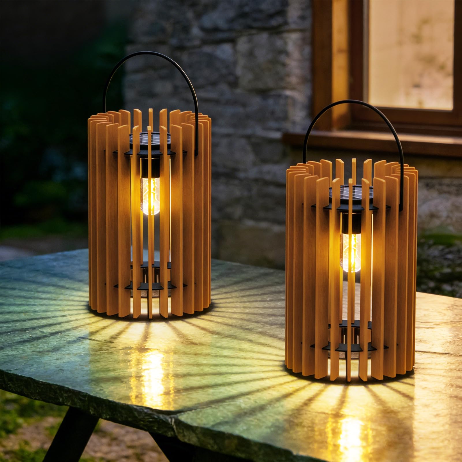 MALUX 2er-Set Solar lampen für Außen Hängend LED Laterne IP65 Wasserdicht für Garten Balkon Terrasse Outdoor Hängelampe