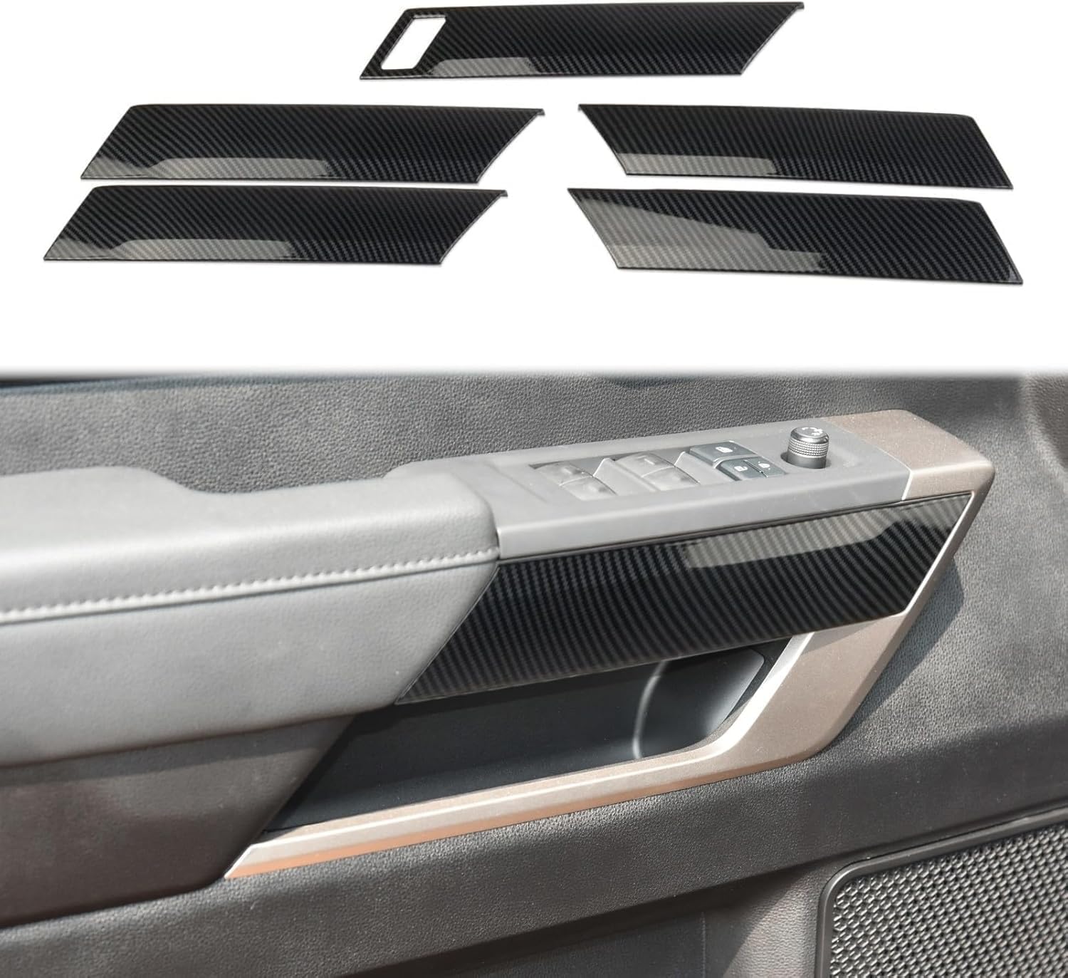 Carbon Fiber Style Center Consoles Gear Shift AC Vent Door Window Switch Panel Cover Trim Accessories Kit for Toyota Tundra 2022-2025 (kit 1)