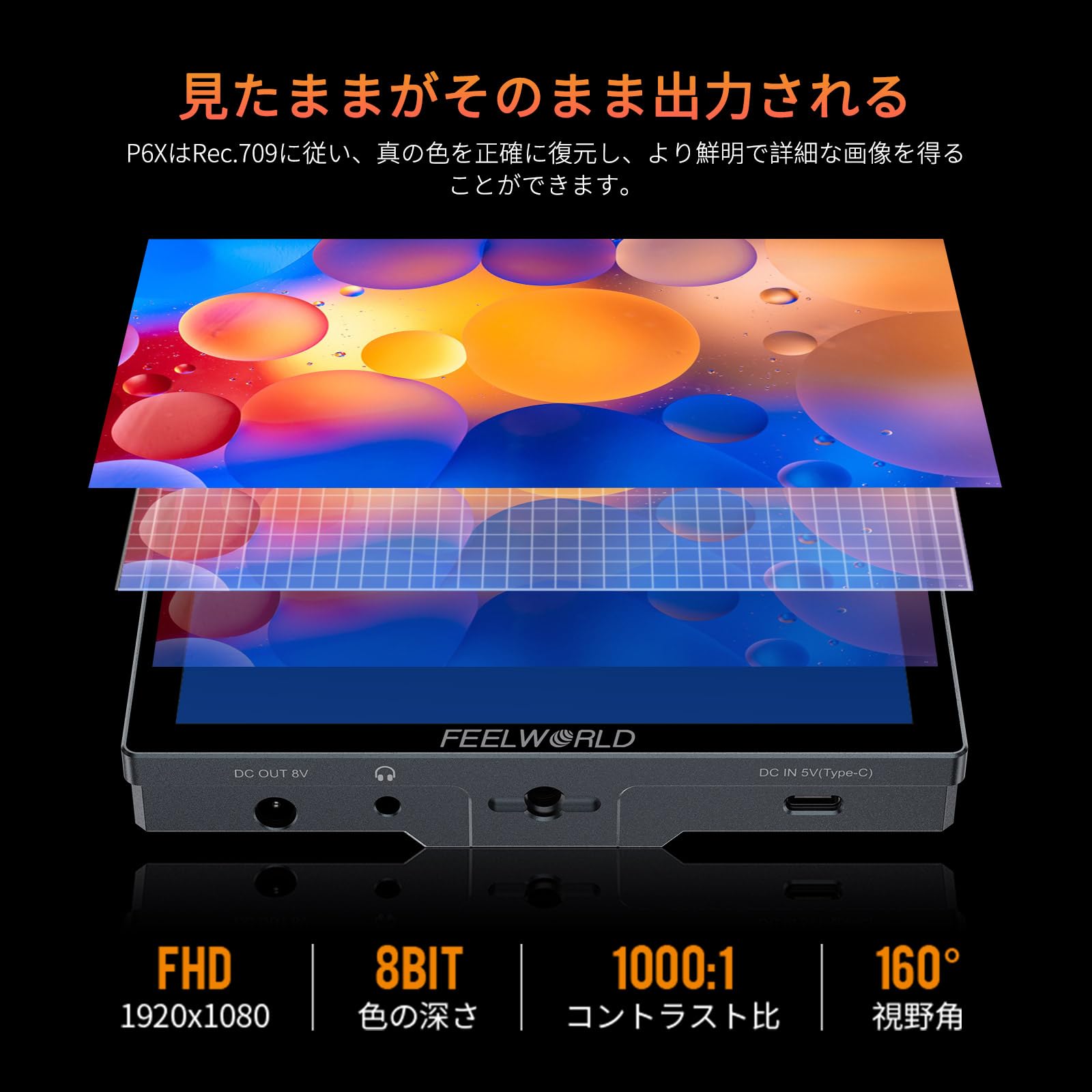 Amazon | FEELWORLD P6X 5.5インチ1000nit高輝度携帯カメラ現場