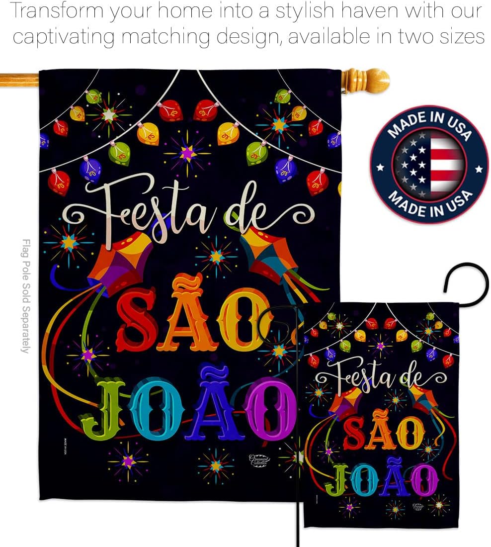 Festa de São João Garden Flag - Celebration Junina Brazilian Festivals Festas Occasion June Party - House Decoration Banner Small Yard Gift Double-Sided Made in USA 13 X 18.5