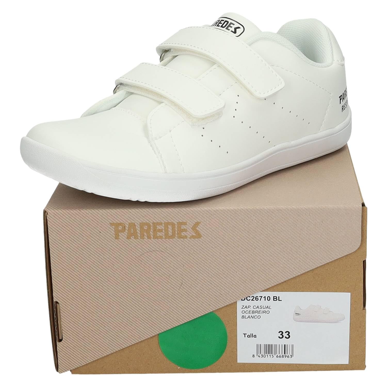 Paredes DC26710 Zapatillas Barefoot DC26710 niño, Paredes Blancas con Cinta Adhesiva y Suela Flexible y Ligera NIÑO Deportivos