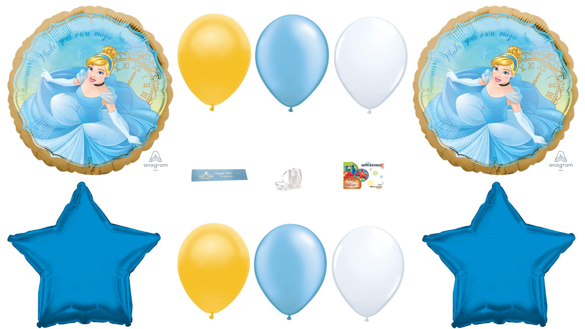Anagram Cinderella Balloons Bundle, Cinderella Birthday Party Supplies With WGIS We Got It Shop Printed Ribbon