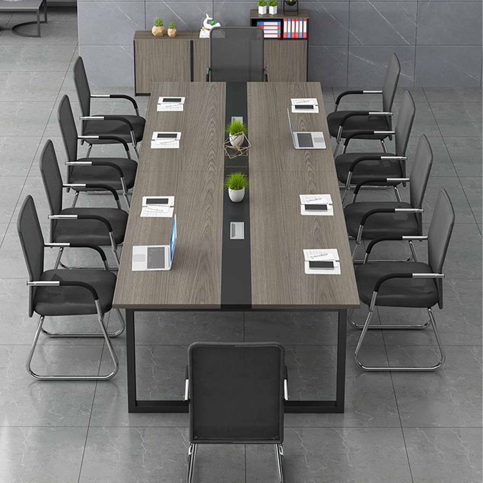 Rechteckiger Konferenztisch für 8-10 Personen, Massivholz Trainingszentrum Werkbank, Modularer moderner Business-Treffraum Schreibtisch
