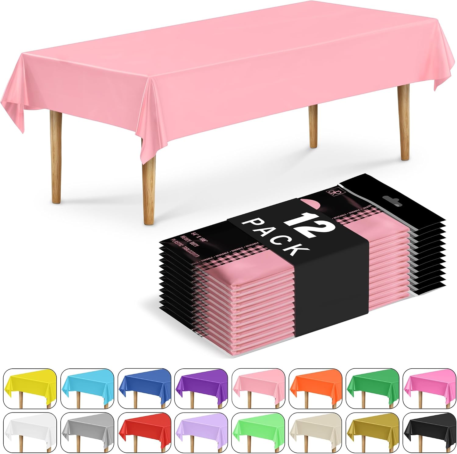 DecorRack 2 Pack Rectangular Tablecloths BPA-Free Plastic, 54 x 108 inch, Dining Table Cover Cloth for Parties, Picnic, Camping and Outdoor, Disposable or Reusable in Clear (2 Pack)