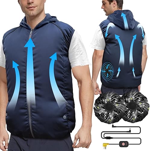 Miniatura 1 de Chaleco de enfriamiento para hombres y mujeres, ropa con aire acondicionado con ventiladores, 3 velocidades ajustables, chaleco fresco para clima