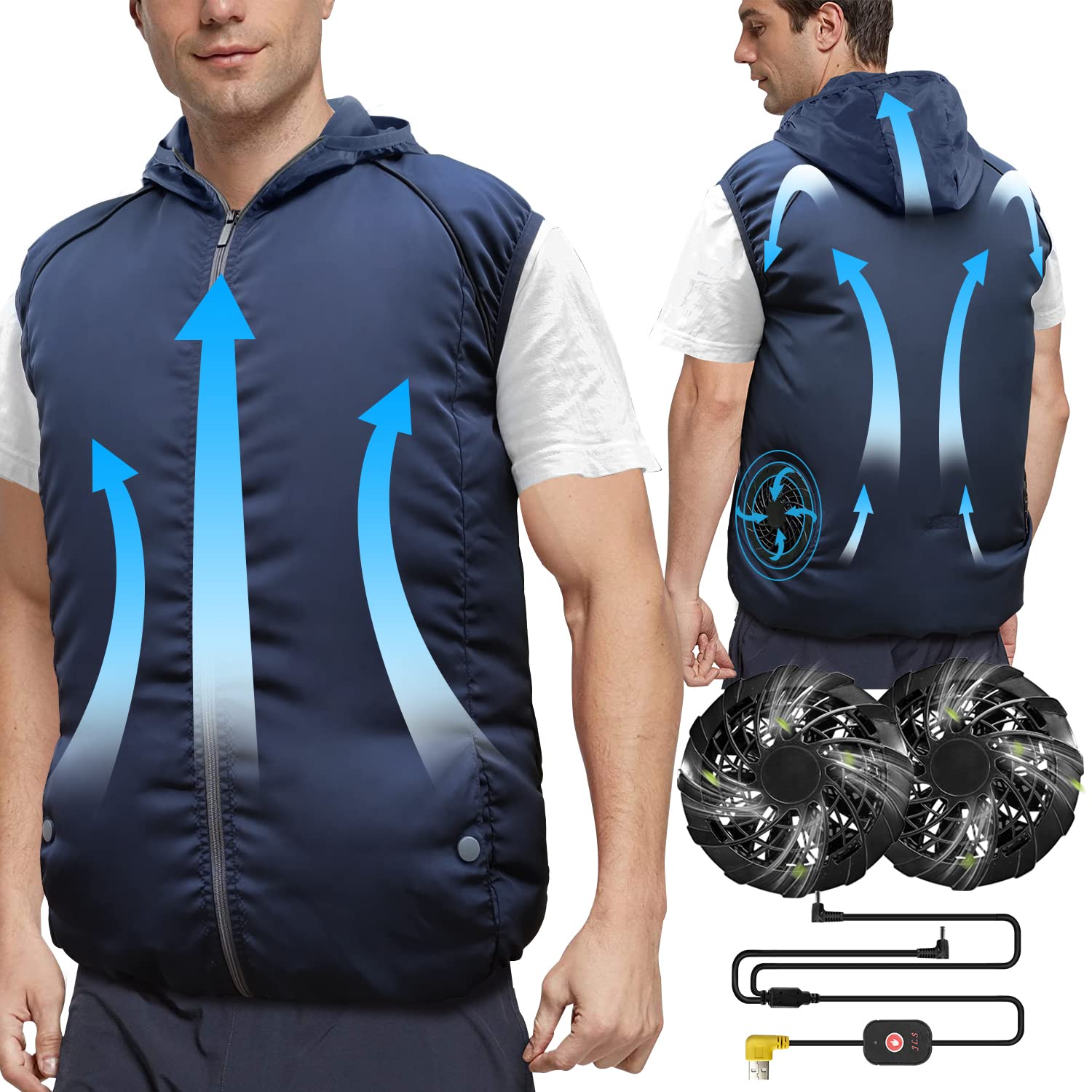 NJDGF Cooling Vest with 2 Fans - Battery Powered Air conditioned Clothes, 3 Speed Adjustable, Cool Vest for Hot Weather