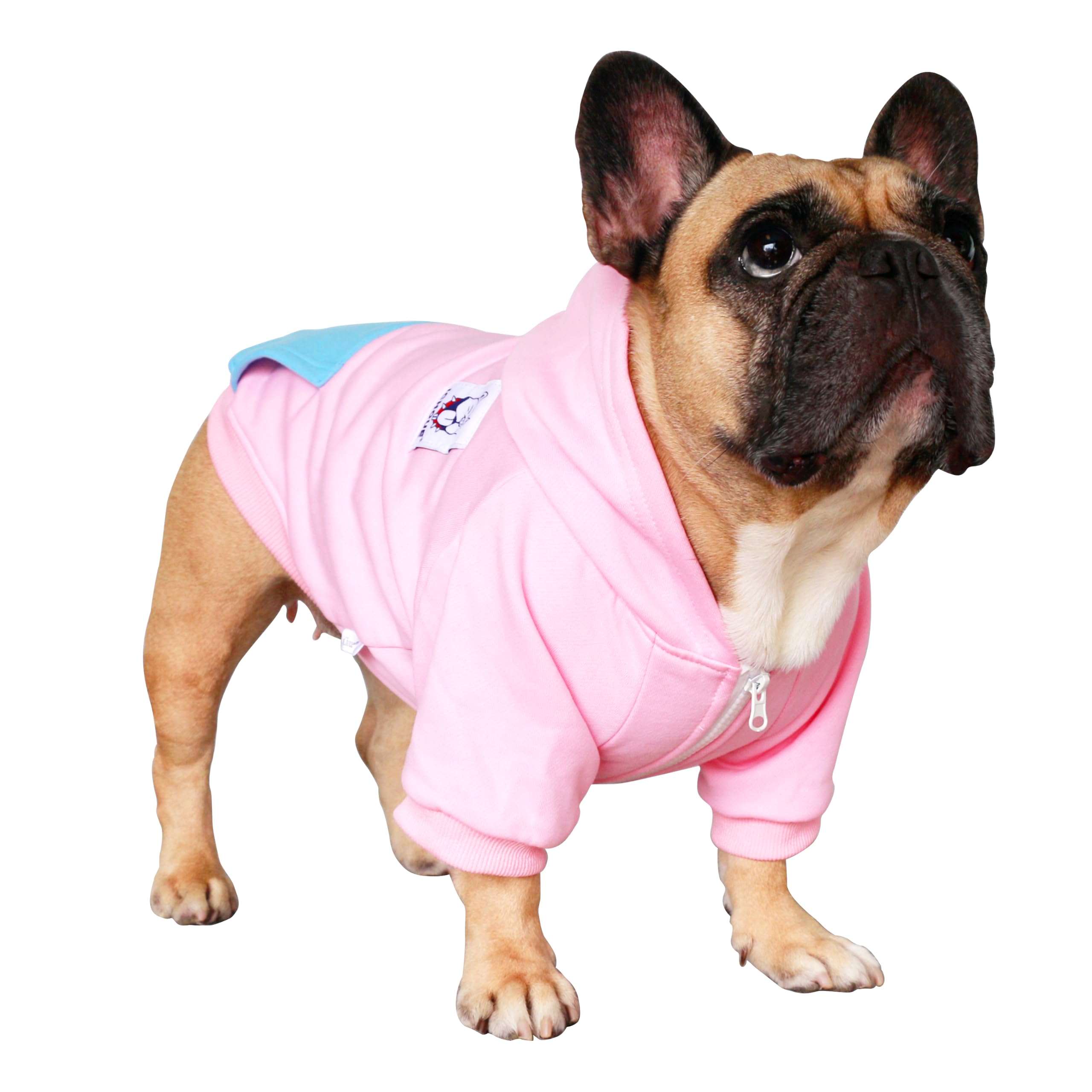 iChoue French Bulldog Zipper Pocket Hoodies Clothes Pink - Large Plus — image 1