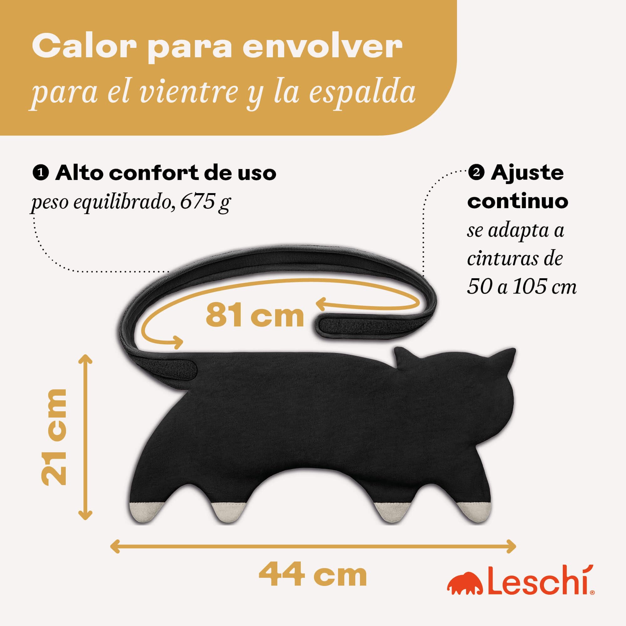 LESCHI Bolsa Semillas Microondas de 100% Algodón y Trigo Orgánicos, Saco de Semillas con Funda Lavable, Saco Térmico de Semillas ideal para Dolores Menstruales, Cólicos y Dolor Abdominal, Gata negra