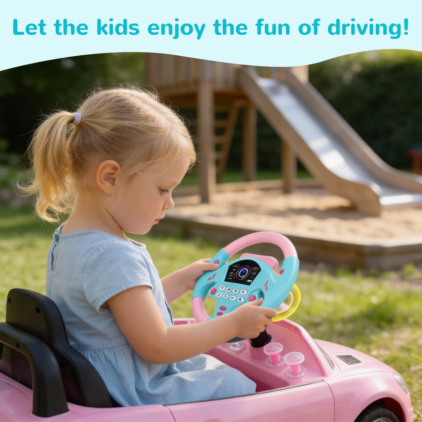 Lenkrad Kinder Spielzeug, Kinder Lenkrad für Auto, Interaktives Lenkrad Lernspielzeug mit Lichtern und Geräuschen, Lenkrad Spielzeug, Simulation im Auto für Rollenspiele und Geschenk