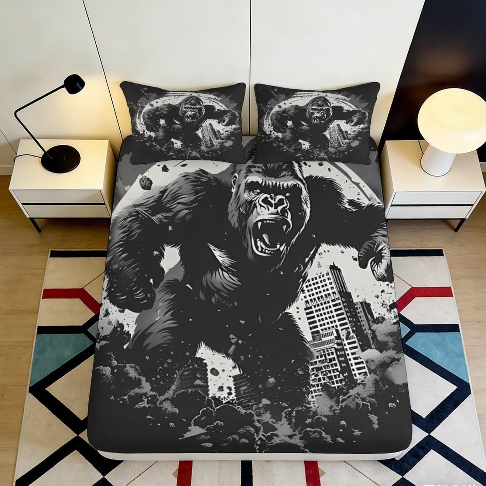 3D Printed Airport Runway Fitted Sheet Microfiber Deep Pocket Non-Slip Plane Mattress Fitted Cover Bedroom 120x200x25cm
