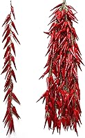 Tyoxlo 5-String Dry Red Chili Pepper Garland - Realistic Artificial Foam Peppers for Kitchen Farm Party Decor & Photography Props