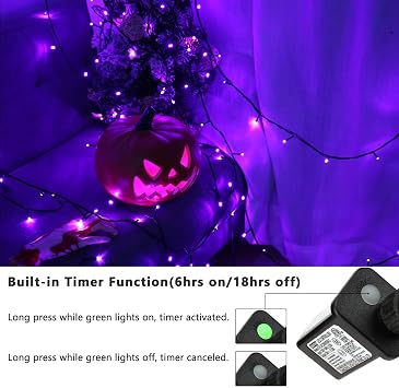 BrizLabs Purple Halloween Lights, 78.74ft 240 LED String Lights with Timer, Plug in Halloween Purple Mini Light Connectable, Outdoor Waterproof Tree Light for Indoor Outside Decor