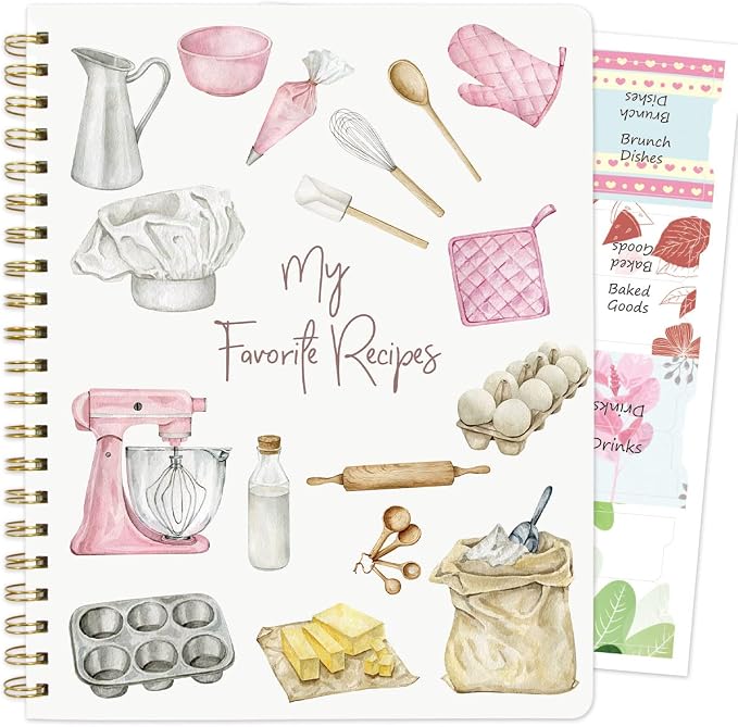 Blank Recipe Book to Write in Your Own Recipes Notebook Cookbook Journal 8.5 x 11 inch with Stickers Gift Ideas for Women Wife Mom 120 Pages