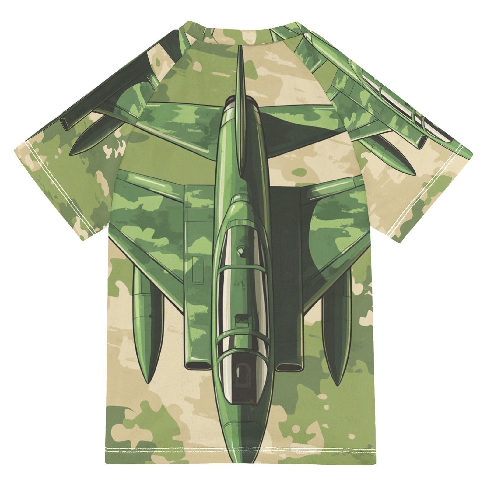 Jucciaco Boys Swing Shirts Camo Flying Airplane Fighter Rashguard Short Sleeve Kids T-Shirts Sun UPF 50+