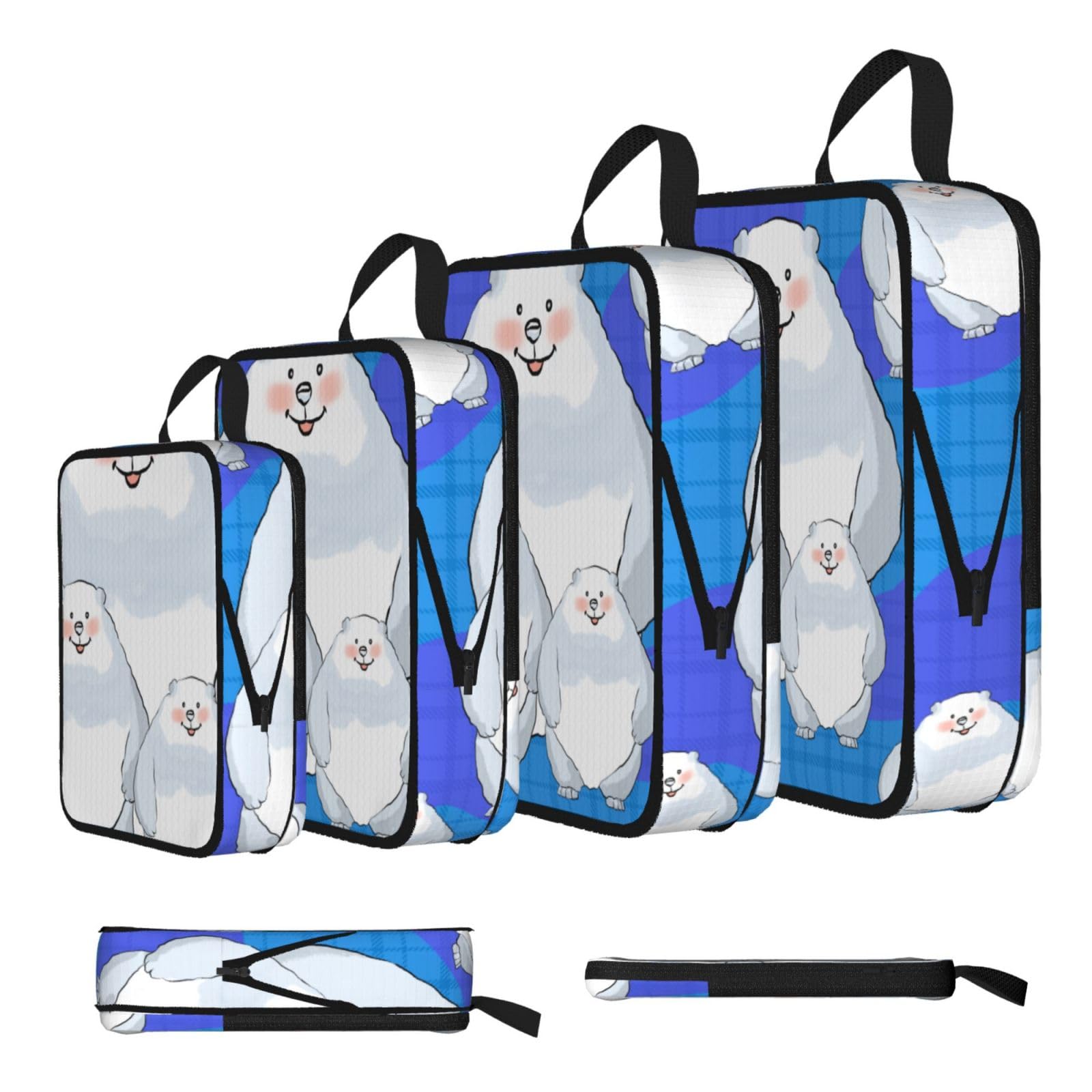 Sxzvvbn Black White Bear Family Compression Packing Cubes 4 Piece Set