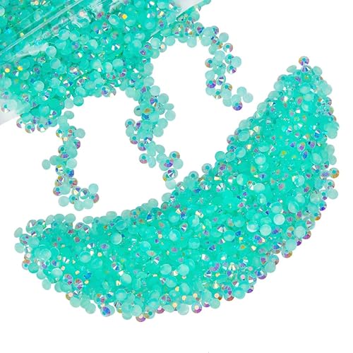 Vista 63 de 3000 diamantes de imitación de resina Peacok AB de 0.197 pulgadas para manualidades, diamantes de imitación de gelatina AB verde oscuro AB a granel
