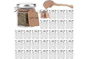 Accguan 30 Pcs 1.5 oz Glass Jars with Silver Lids; Mini Jam...