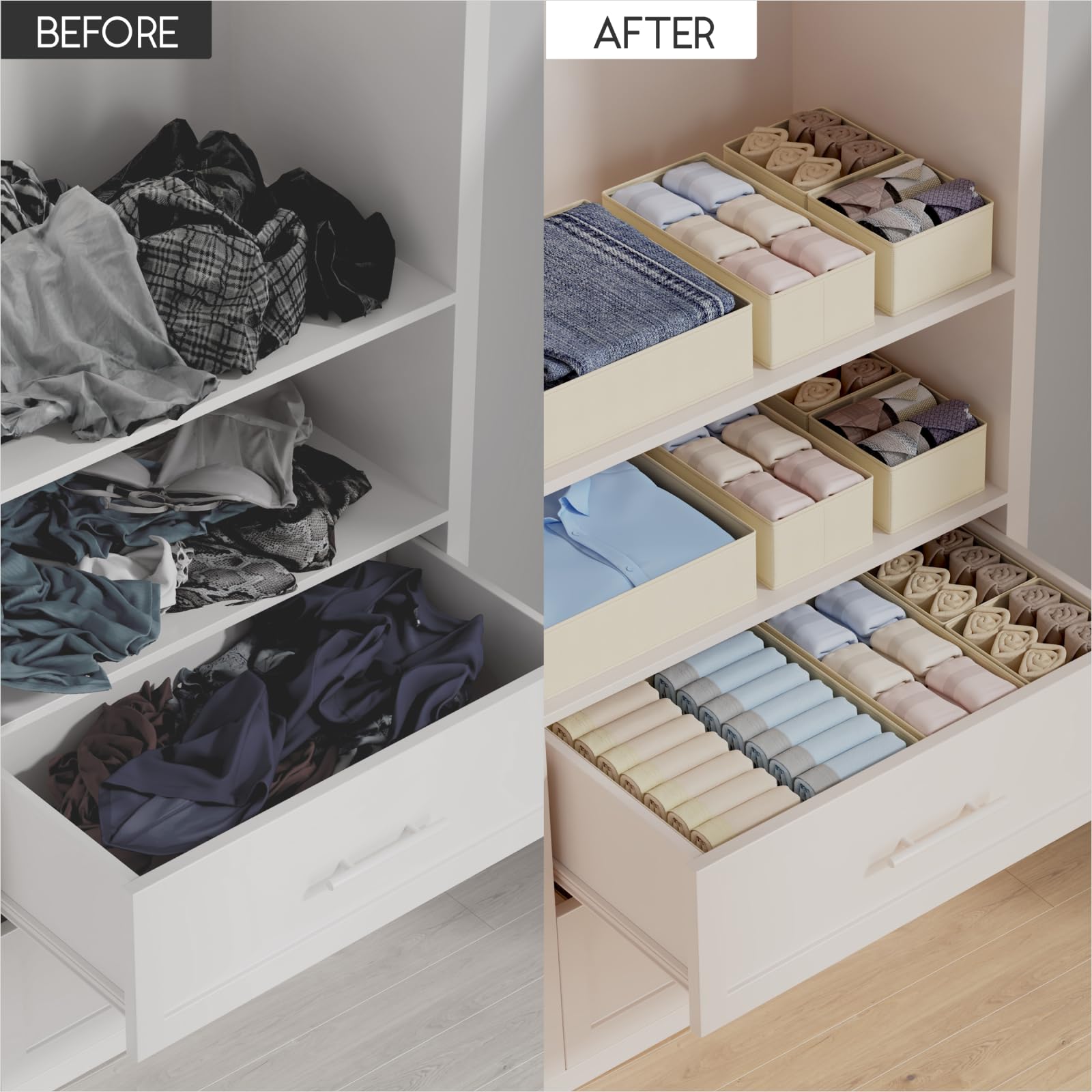 Homsorout Drawer Organisers Foldable Drawer Dividers - Image 4